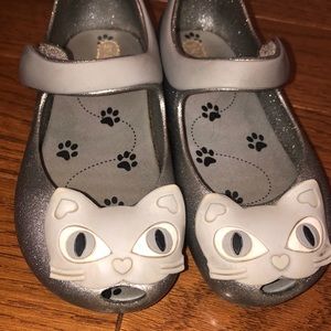 Mini Melissa Ultragirl Cat Gray Glitter Shoes 9